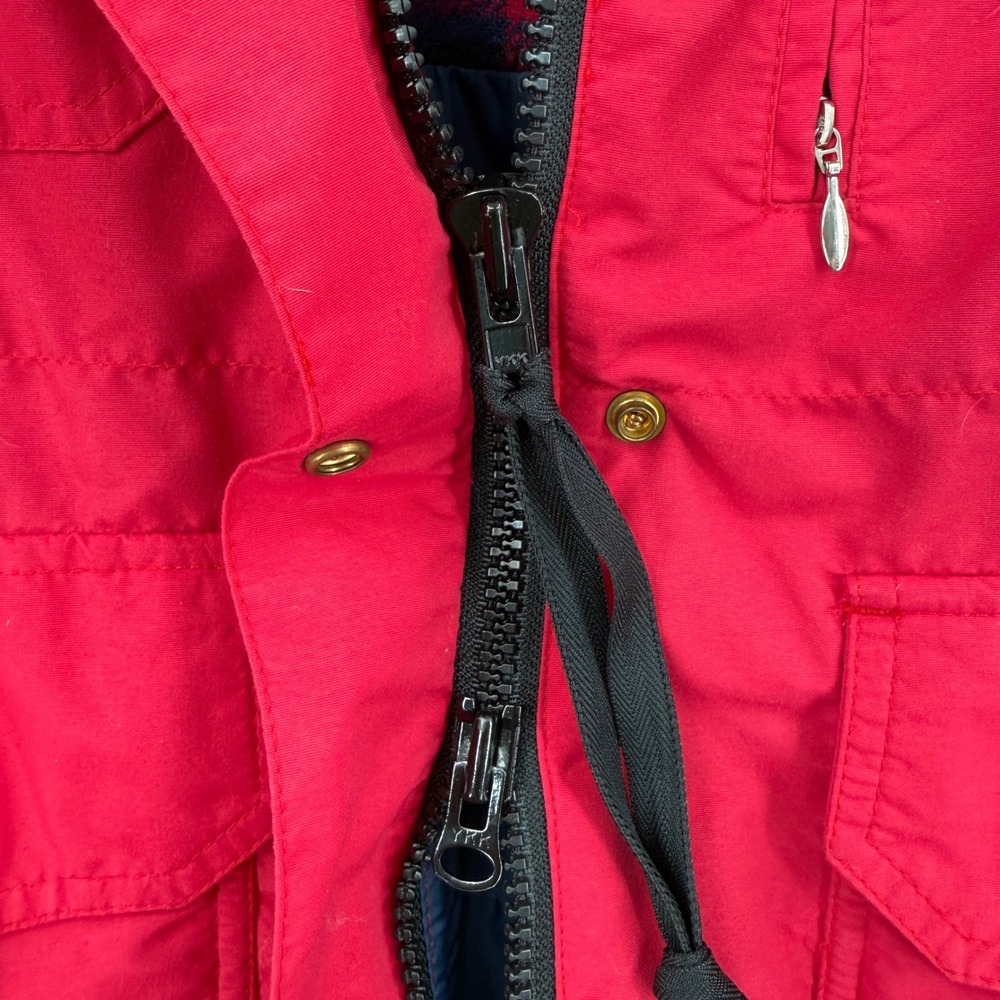 Vintage REI Hooded Jacket Women 12 Red Plaid Merino Wool Lined Gorpcore Boho - Picture 12 of 13
